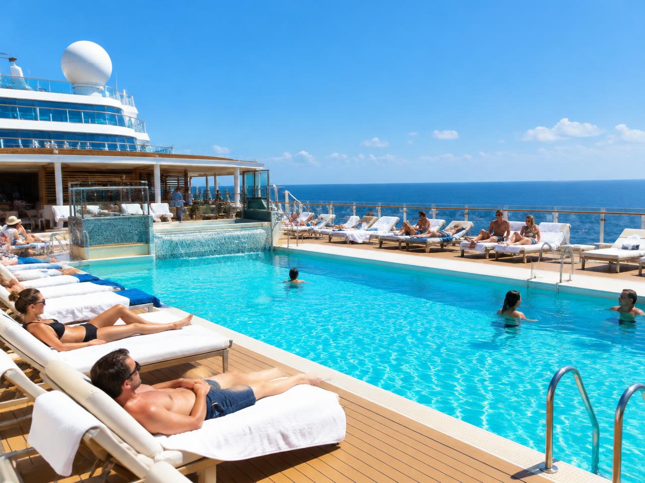 Piscine e solarium con vista mare